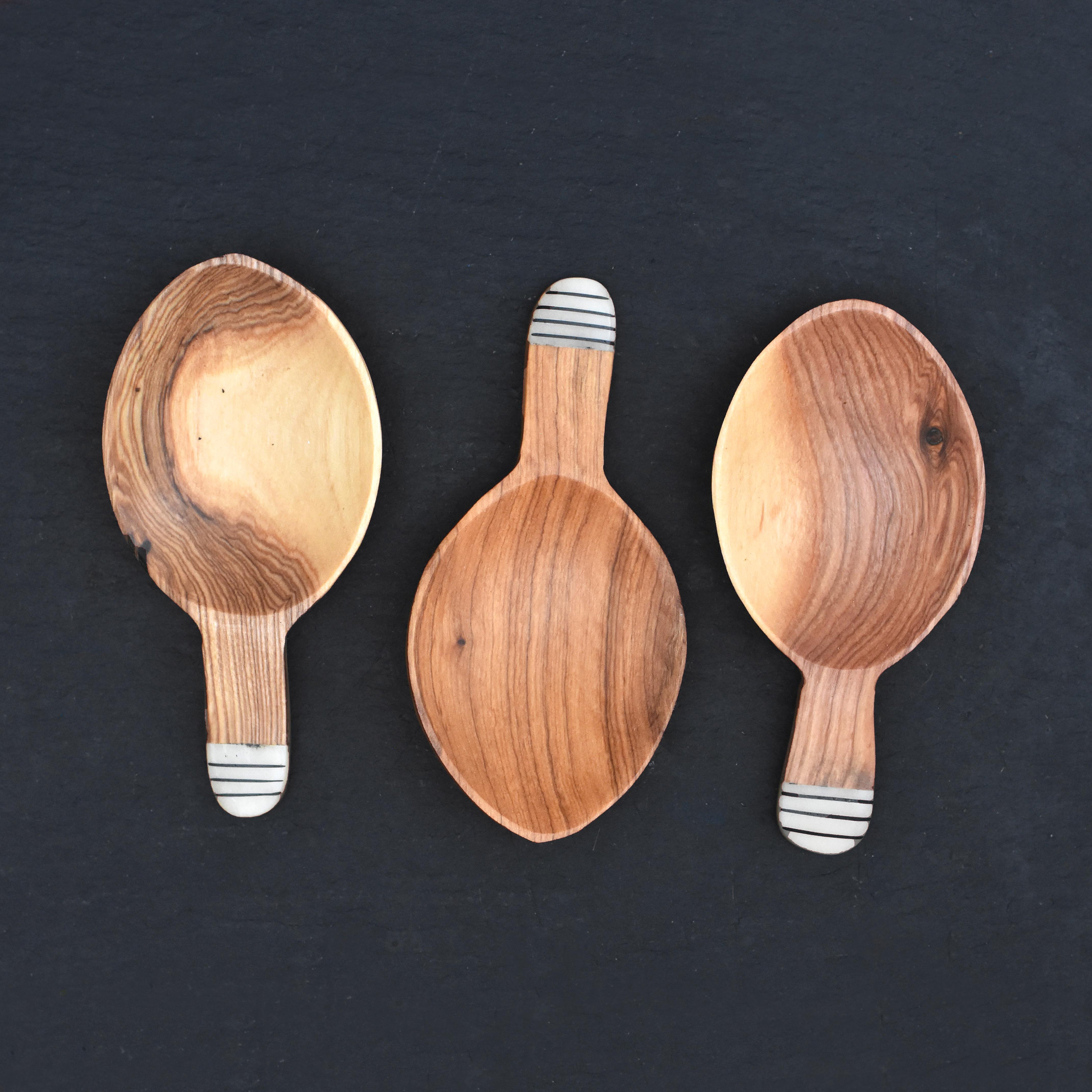 BambooMN Brand - Black 3.5 Round Head Small Solid Bamboo Spice/Salt/Sugar Spoons, 10pcs