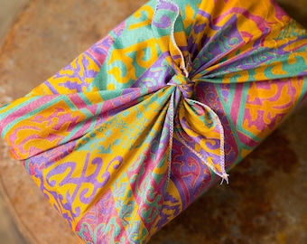 Set of 4 Furoshiki gift wrap,, Reuseable cloth wrap,  recycled Sari gift wrap, Eco friendly Gift wrap