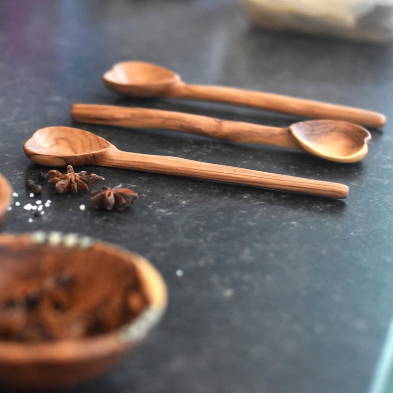 Olive wood heart spoon Kenyan sugar scoop Natural Eco gifts Wooden anniversary Gifts for girlfriends boyfriends weddings image 8