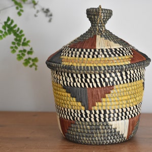 Ugandan storage baskets | Ethnic lidded baskets, Ethical African basket with lid