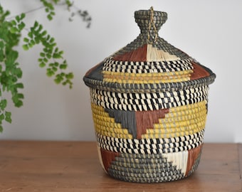 Ugandan storage baskets | Ethnic lidded baskets, Ethical African basket with lid