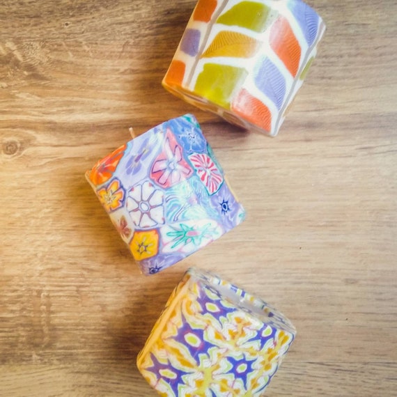 Bunte Stumpenkerzen - Fair Trade Stumpenkerzen - Ethisch beschaffte gemusterte Swazi-Kerzen
