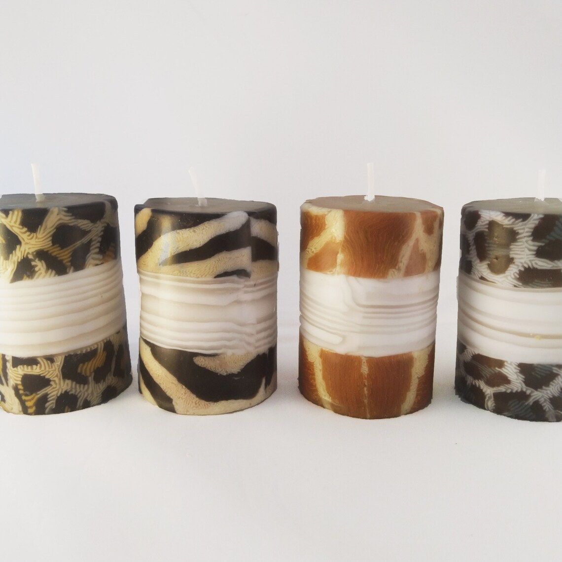 Animal print pillar candles Fair trade African leopard print Etsy