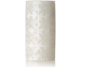 Snowflake Candle | Handmade Winter Candles in 4 Sizes | Fair Trade Glow Pillar | Reusable Wax Lantern | Ethical Christmas Gift