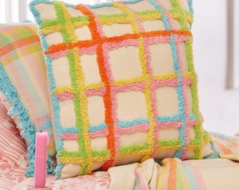 Colourful Tufted Check Cushion Cover 45x45cm | Multicolour Throw Pillow | Recycled Cotton | Handmade in India | Boho Sofa Cushion