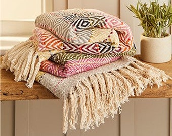 Diamond Handloom Cotton Throw Ethical Gifts