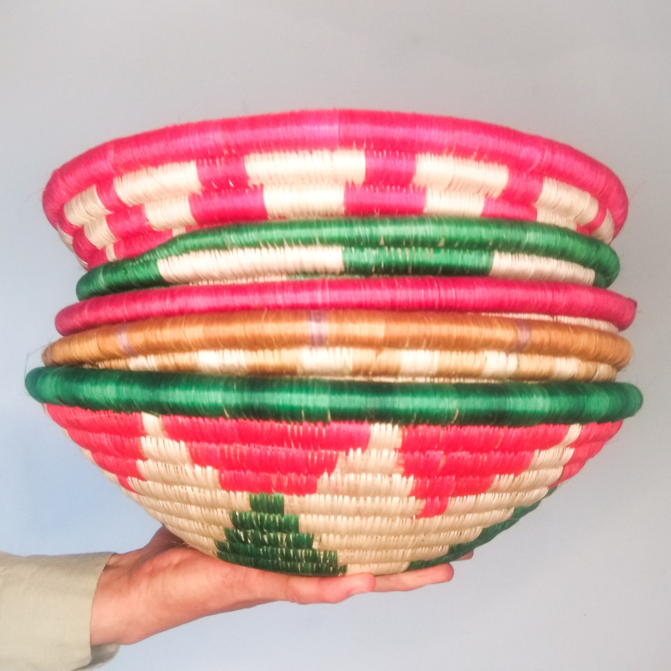Green patterned basket African gift basket wall basket Etsy