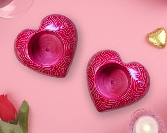 Hand-Carved Heart Soapstone Tea Light Holder | Ethical & Sustainable Gift | Blue or Red | Perfect for Valentine's or Mother's Day