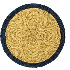 Woven placemat with indigo trim | Natural ethical placemats with blue edge | rustic home | Boho home | Sustainable home