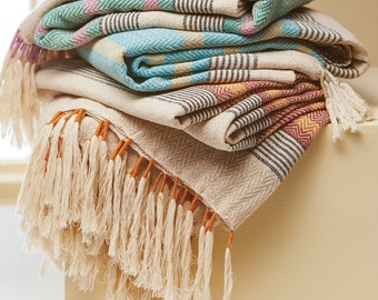 Malabar Throw With Tassels | Cosy sofa throw | Ethical gifts