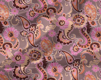 0143# 4 stretch way polyester spandex paisley fabric Print works dancewear, swimwear, bikini, leggings, gym, costume, diy, sold by yard