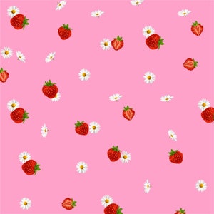 1290# 4 stretch way newest strawberry  print- Polyester Spandex Matt- Support to Custom NO MOQ - Price Sold By Yard