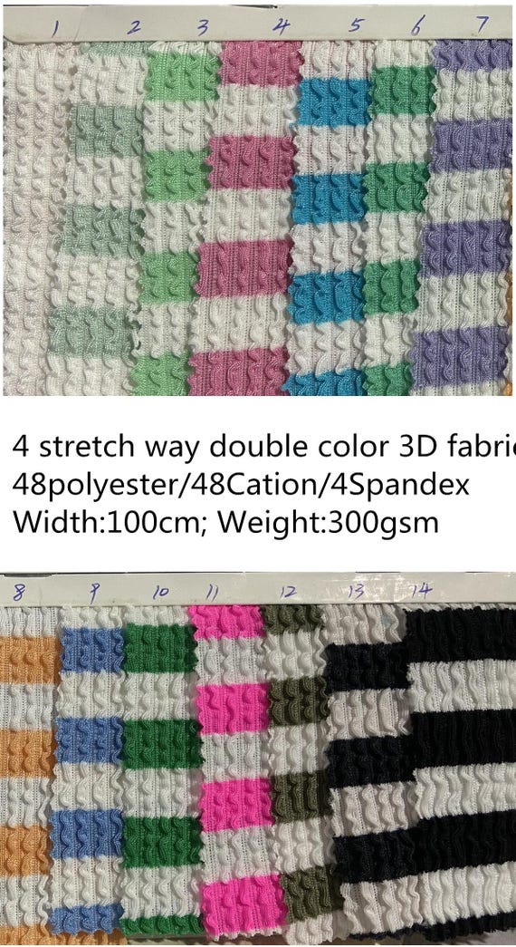 4 stretch way seersucker waves fabric 300GSM, 48 polyester 4 Span 48 Cation works Swimwear, leggings,clothes, DIY, bikini price sold by yard