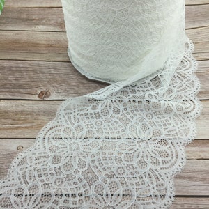 9.5 Inche width Stretch White lace design 90Nylon / 10 Spandex soft handing- lingerie lace , bridal lace ideas for lingerie, boutique, DIY