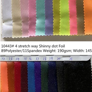 4 Way Stretch shiny foil dot fabric 89Polyester 21Spandex 190GSM designs for Dancewear, leotard costume, dress, Clothes, bikini,sold by yard