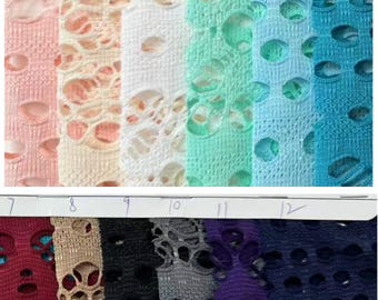 CX10094# Stretch polyester spandex hollow hole lace fabric 165gsm works bikini, clothes, dress, cappa, accessories, diy, swimsuit, sold yard