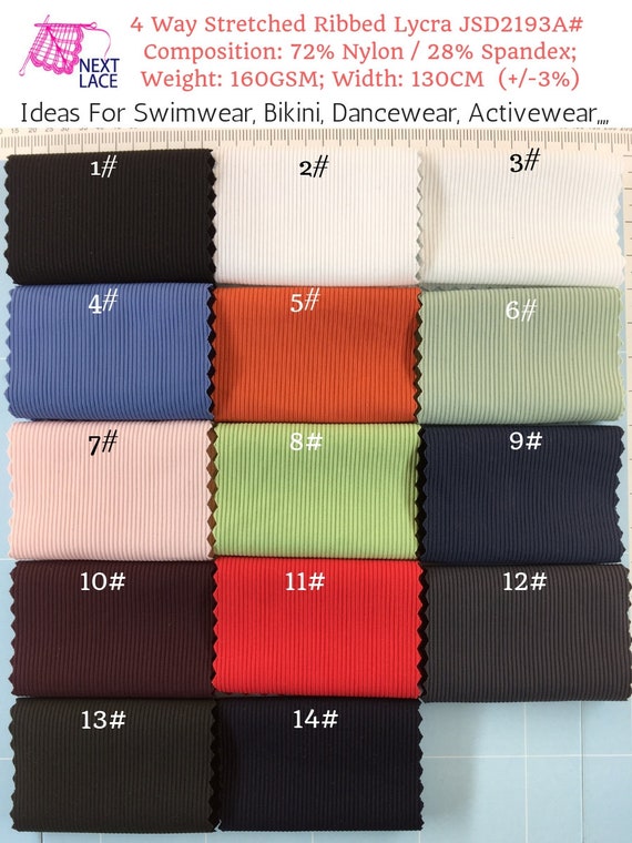 New Texture Lycra 4 Way Stretch Dancewear Sportswear Fabric Material 8 Colours
