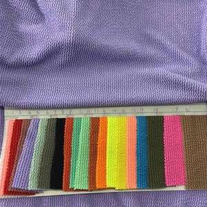 20 solid colors Newest Thicker Weight 480GSM, Width 75cm 4 Stretch way Seersucker - 92 polyester / 8 Span works Swimwear, price sold by yard