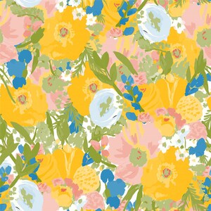 3946# 4 stretch way watercolor flower print- Polyester Spandex Matt- Support Custom print- ideal for swimwear, bikini, outfit, Sold by Yard