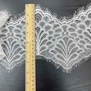 5.9 Inches / 15cm width double eyelash lace trim, ideas for lingerie, weddings, Lingerie accesorries Price sold one panel(3Yards connected)