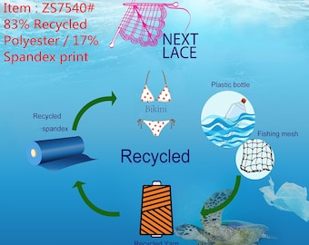 ZS7540# Newest 4 Stretch Way Recycled 83 Polyester/ 17 Spandex Print with 200GSM (+/-5%) - Support Custom Print - Price sold By Yard