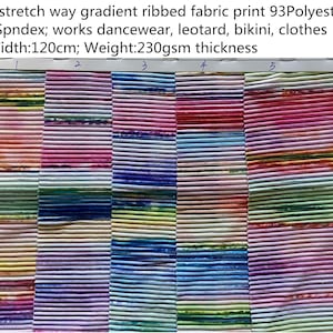 Width 120cm 4 stretch way gradient ribbed fabric print, 93Polyester/7Spandex weight:230gsm works Swimwear, clothes price sold by yard