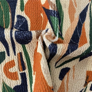 F1720# Newest Thicker 4 Stretch way Seersucker Print Weight 530GSM, Width 75cm   works Swimwear, bikini, outfit price sold by yard