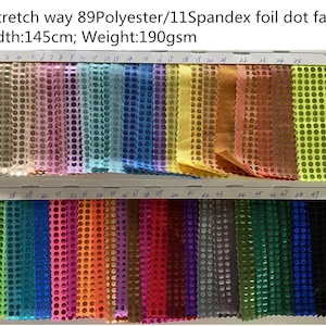 4 Way Stretch shiny dot foil fabric 89Polyester 11Spandex 190GSM ideas for Dancewear, leotard costume, dress, Clothes, bikini,sold by yard