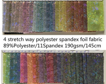4 Way Stretch shiny foil dot fabric 89Polyester 11Spandex 190GSM for Dancewear, leotard costume, dress, bikini, gym, DIY sold by yard