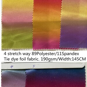 4 Way Stretch shiny foil gradient fabric print 89Polyester 11Spandex 190GSM for Dancewear, leotard costume, dress, bikini, sold by yard