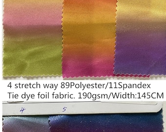 4 Way Stretch shiny foil gradient fabric print 89Polyester 11Spandex 190GSM for Dancewear, leotard costume, dress, bikini, sold by yard