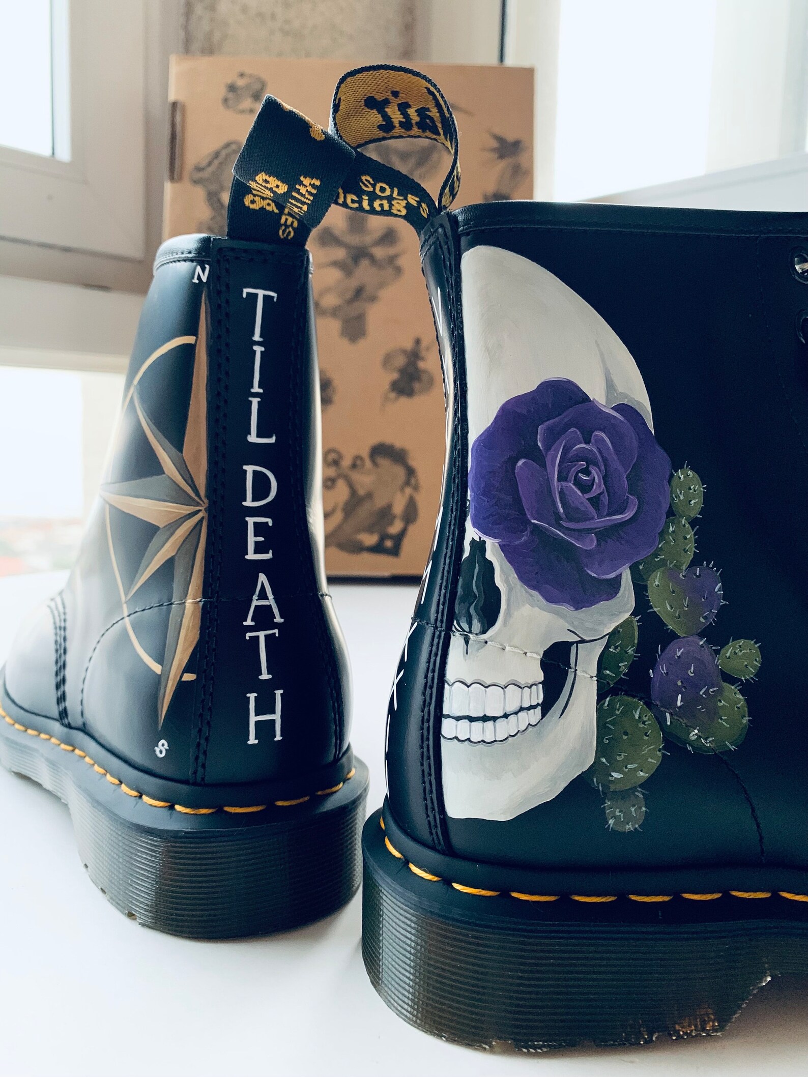 Custom Shoes. Leather Boots Sneakers Painted Men & Woman Etsy