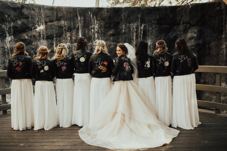 leather jacket bridesmaids