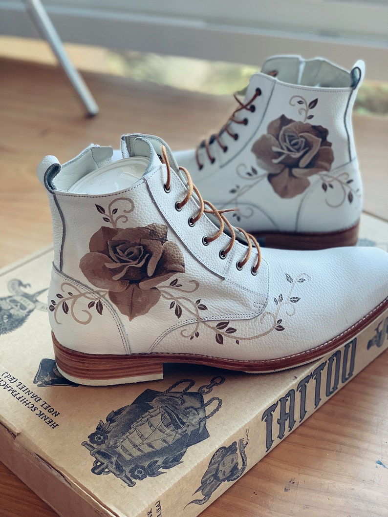 Custom Shoes. Leather Boots Sneakers Painted Men & Woman Etsy