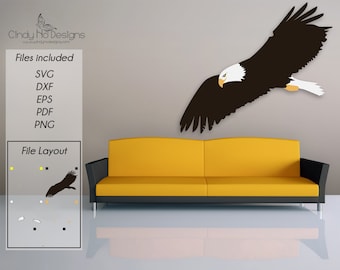 Soaring Eagle Layered Vinyl Decal Cutting Files  - Vector, PNG, DXF, SVG - Halloween Silhouette, Cricut, Invitations Decorations