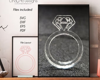 Archivo de corte láser - anillo de diamante santiulo de acrílico grande - descarga digital - SVG DXF EPS para cortador láser