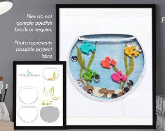 Gold Fish Bowl with Plants and Stones Digital Cutting Files - Vector, PNG, DXF, SVG - Sillouette, Cricut - Baby, Pregnant, friendship