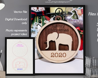 Elephant 2 Layer Ornament - Instant Download Vector Cut Files