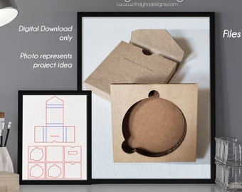 MultiLayer Ornament Envelope Box for 3 Inch Diameter Ornament with 0.375 Inch Hanger - Ornament File Not Included - Instant Download Vector