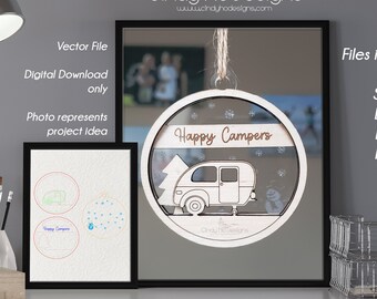 Happy Camper 3 Layer Ornament - Téléchargement instantané Vector Cut Files