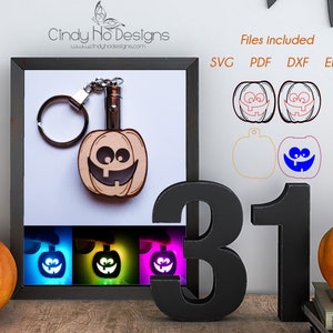 Jack O Lantern LED or Regular Keychain Laser Cutting File - Digital Download - SVG EPS for Laser Cutter
