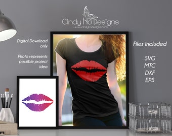 Lips Kiss Love Sexy - Vector, PNG, DXF, SVG - Silhouette, Cricut, htc, Invitations Decoraciones