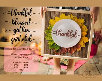 Thanksgiving Blessings - Set of Four - Vinyl Decal Laser Cutting Files  - Vector, DXF, SVG - Silhouette, Cricut, Decorations