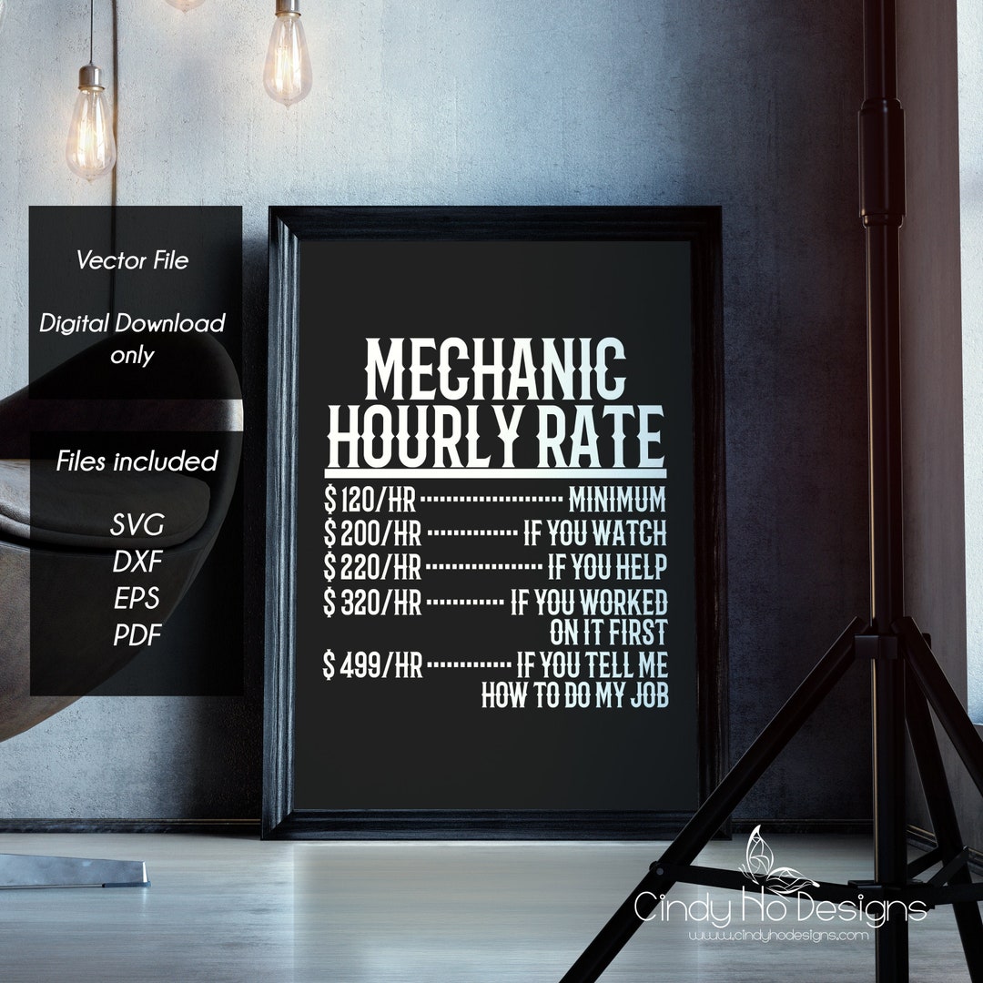 Mechanic Rates Files Vector, PNG, DXF, SVG Vinyl Cutter, Graphtec