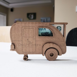 Camper Trailer Gift Card Holder Laser Cut Digital Vector File Licence commerciale Fichier carte-cadeau non inclus Téléchargement instantané image 2