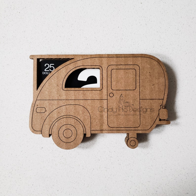 Camper Trailer Gift Card Holder Laser Cut Digital Vector File Licence commerciale Fichier carte-cadeau non inclus Téléchargement instantané image 5