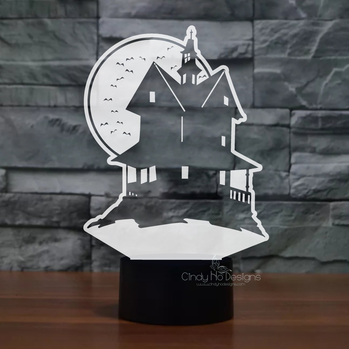 Spooky Haunted House LED Lamp Plate Laser Cutting Files Etsy