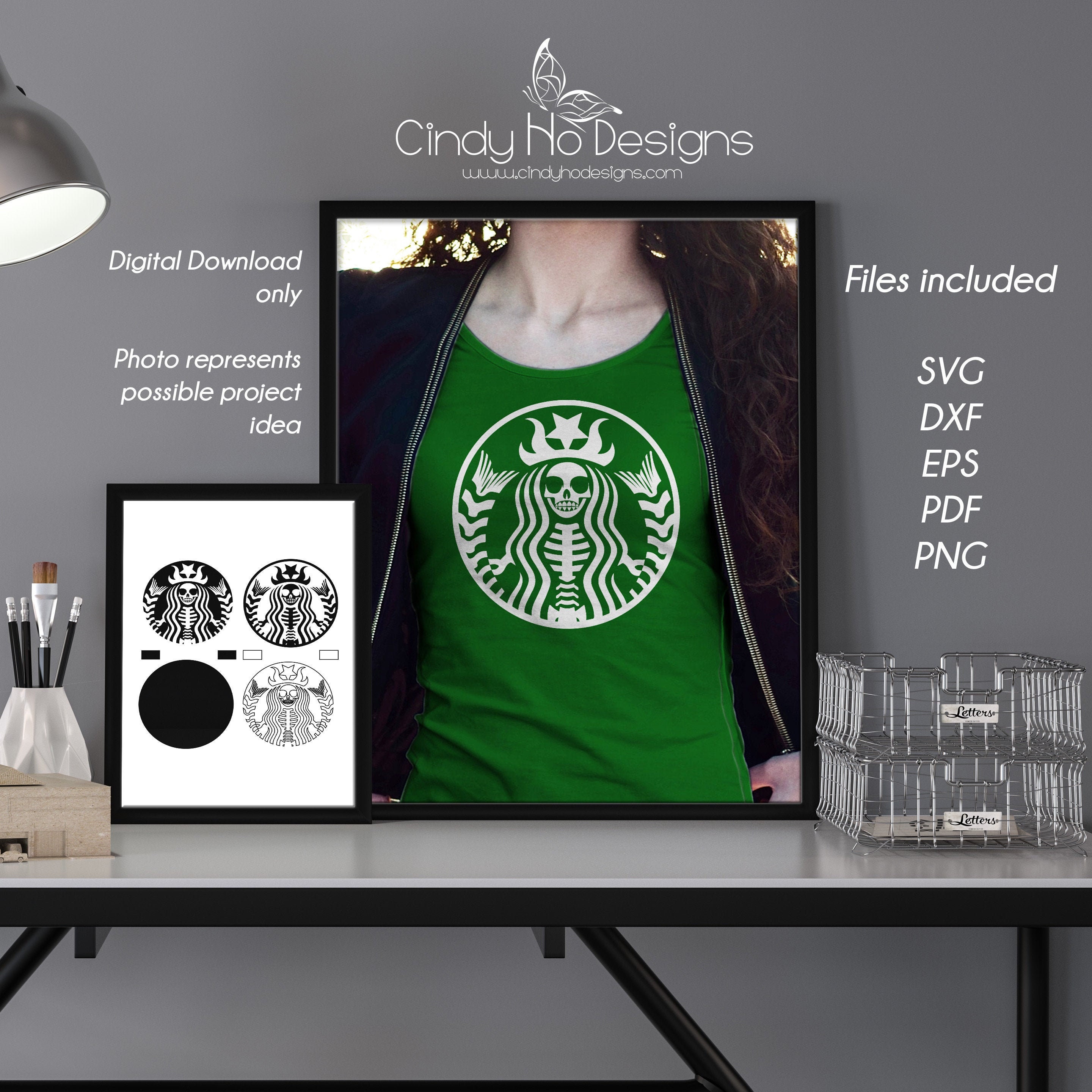 Download Mermaid Skeleton Layered Vinyl Decal Cutting Files Vector Etsy