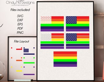 Bandera de EE. UU. LGBT estadounidense y archivos de corte de calcomanías de vinilo en capas de hoja de arce - Vector, SVG - Silueta, Cricut, Decoraciones