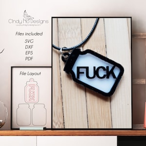 Swear Jar Shaker Charm - Laser Cutting File - Fuck - Digital Download - SVG DXF EPS für Laser Cutter
